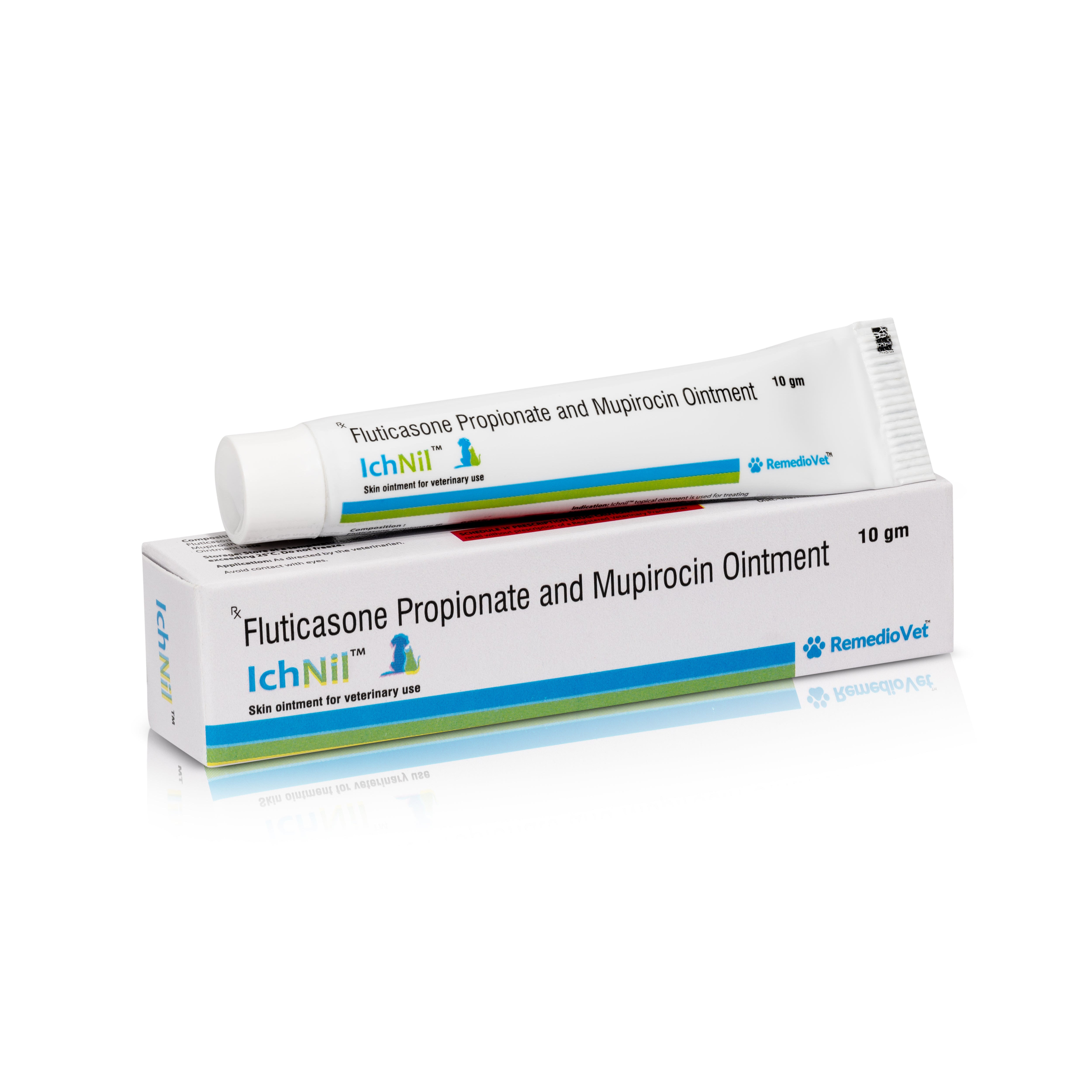 IchNil Veterinary Skin Ointment for Dogs & Cats | Fluticasone Propionate + Mupirocin | 10g