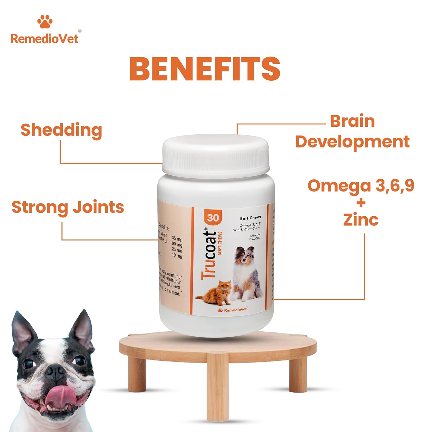 Trucoat Skin & Coat Chews for Dogs – 30 Chews | Skin & Coat Supplement with Omega 3-6-9 and Wild Alaskan Salmon Oil | Anti-Itch, Soft & Shiny Fur | Easy-to-Feed Tasty Treats