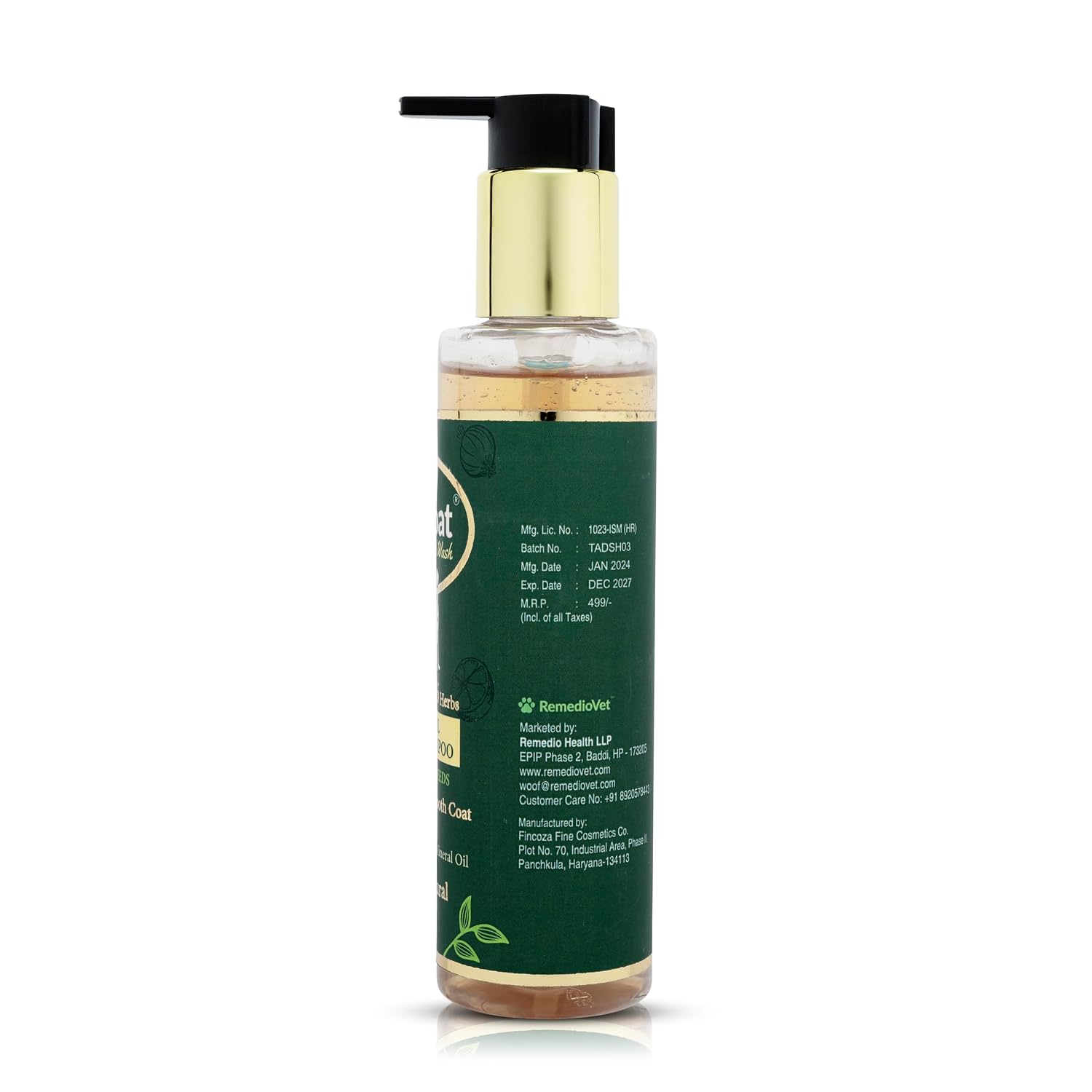 Trucoat Goldwash Herbal Dog Shampoo – 110ml | Anti-Itch, Tear-Free Formula with Sandalwood, Bhringraj & Aloe Vera for Soft, Shiny Coat & Mild Fragrance