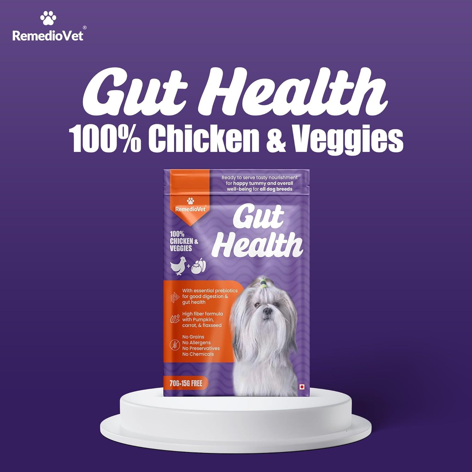 Gut Health Gravy for Dogs – 10 x 85g Pack | Wet Dog Food with Real Chicken & Fiber-Rich Veggies | Supports Digestion & Reduces Inflammation | Nourishing Wet Food Supplement