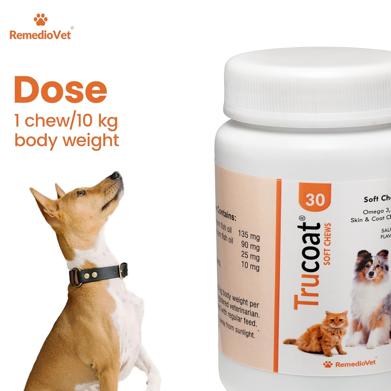 Trucoat Skin & Coat Chews for Dogs – 30 Chews | Skin & Coat Supplement with Omega 3-6-9 and Wild Alaskan Salmon Oil | Anti-Itch, Soft & Shiny Fur | Easy-to-Feed Tasty Treats