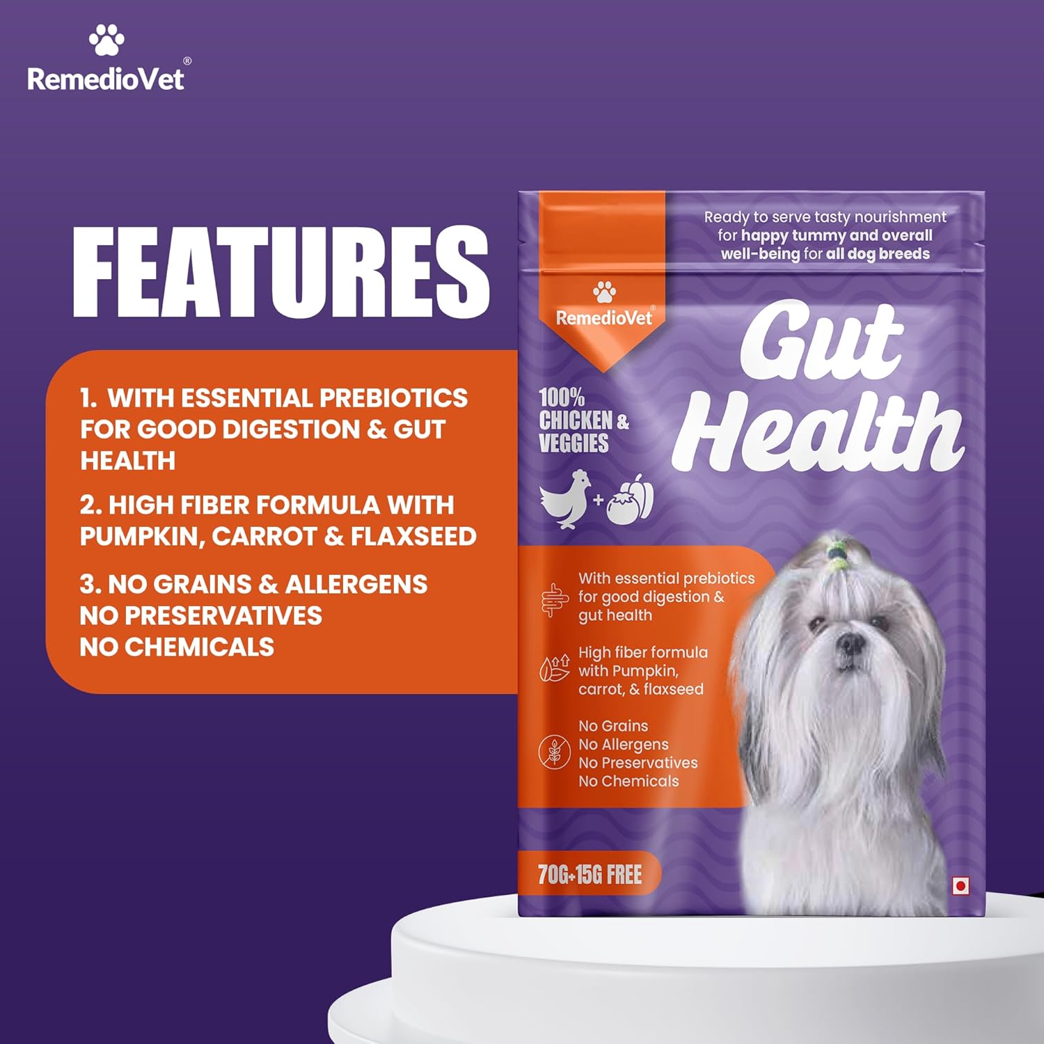 Gut Health Gravy for Dogs – 10 x 85g Pack | Wet Dog Food with Real Chicken & Fiber-Rich Veggies | Supports Digestion & Reduces Inflammation | Nourishing Wet Food Supplement
