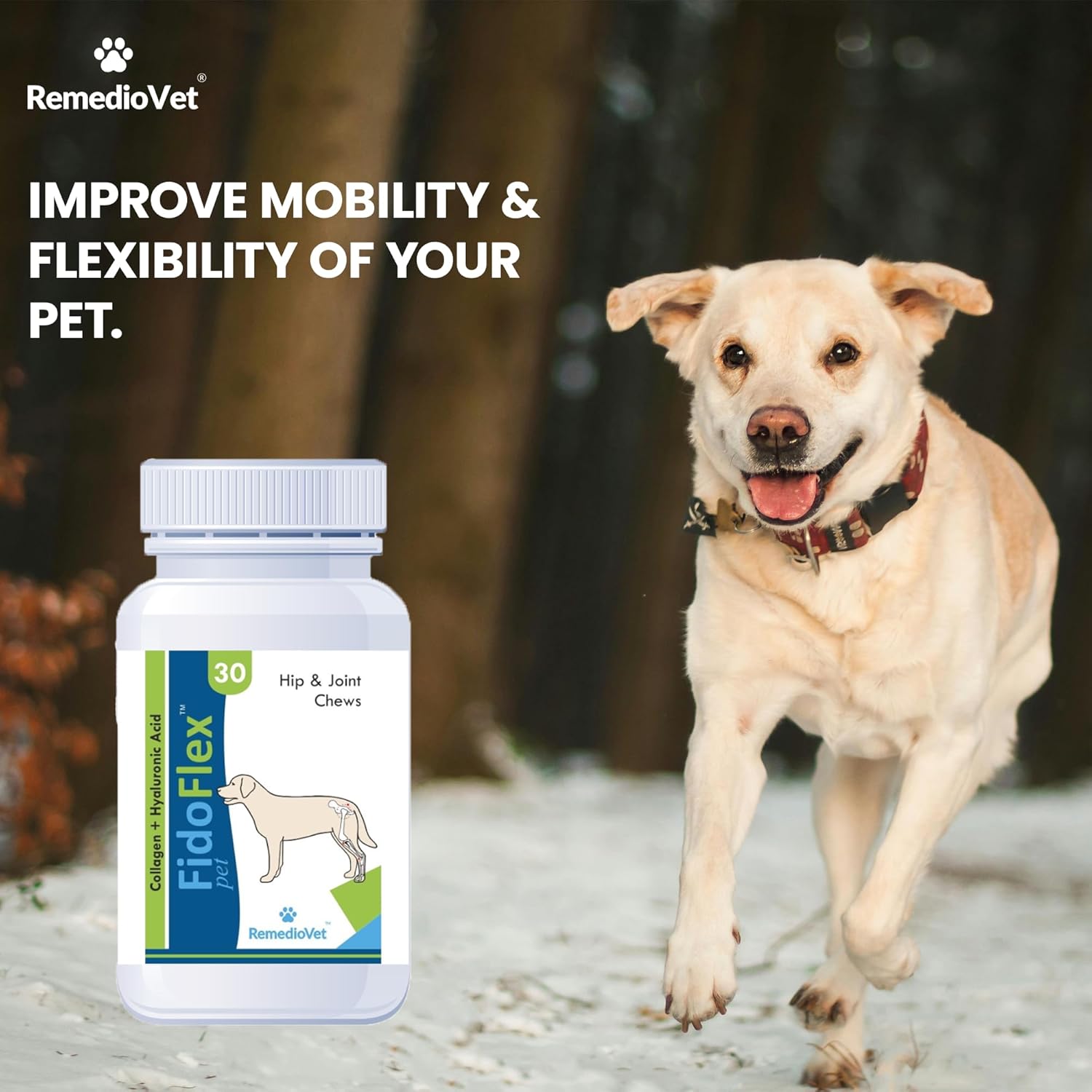 Fidoflex Joint Support Chews for Dogs – 30 Chews | Glucosamine Blend for Arthritis, Hip Dysplasia, Mobility | Vet-Formulated for Large & Aging Breeds