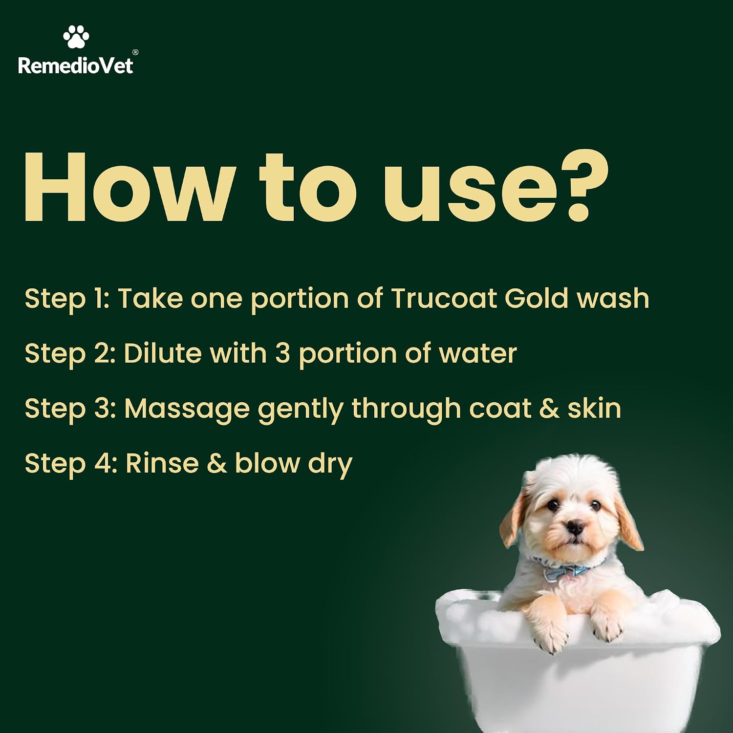 Trucoat Goldwash Herbal Dog Shampoo – 110ml | Anti-Itch, Tear-Free Formula with Sandalwood, Bhringraj & Aloe Vera for Soft, Shiny Coat & Mild Fragrance