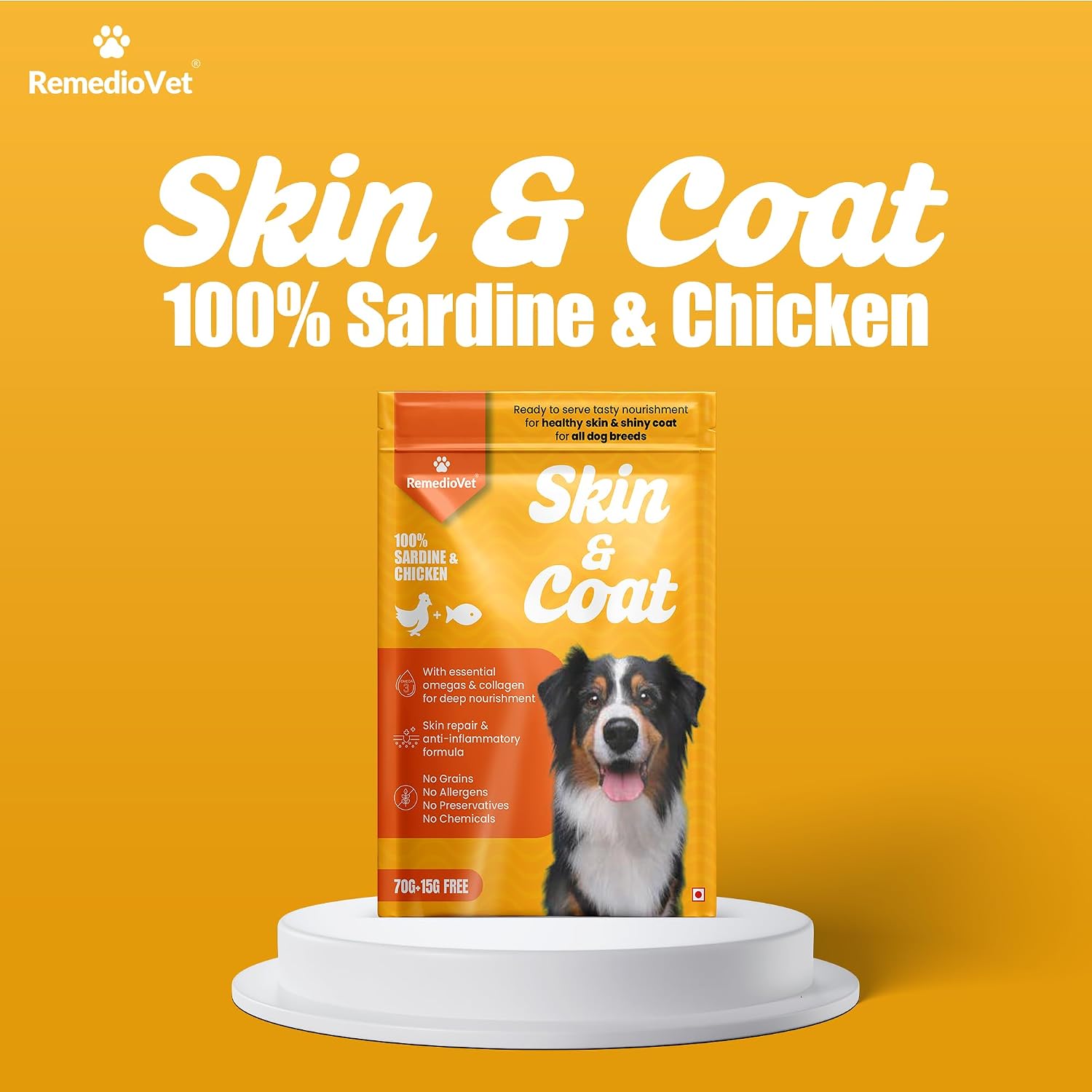 Skin & Coat Gravy for Dogs – 10 x 85g Pack | Wet Dog Food with Sardine & Chicken | Omega Fatty Acids for Healthy Skin & Shiny Coat | Delicious Wet Food Supplement