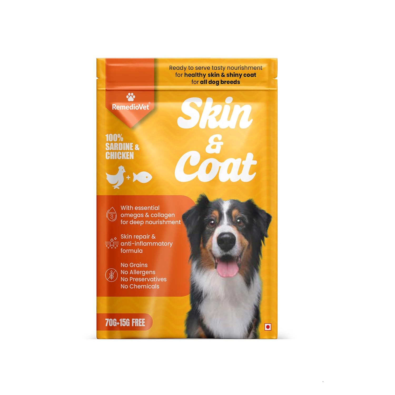 Skin & Coat Gravy for Dogs – 10 x 85g Pack | Wet Dog Food with Sardine & Chicken | Omega Fatty Acids for Healthy Skin & Shiny Coat | Delicious Wet Food Supplement