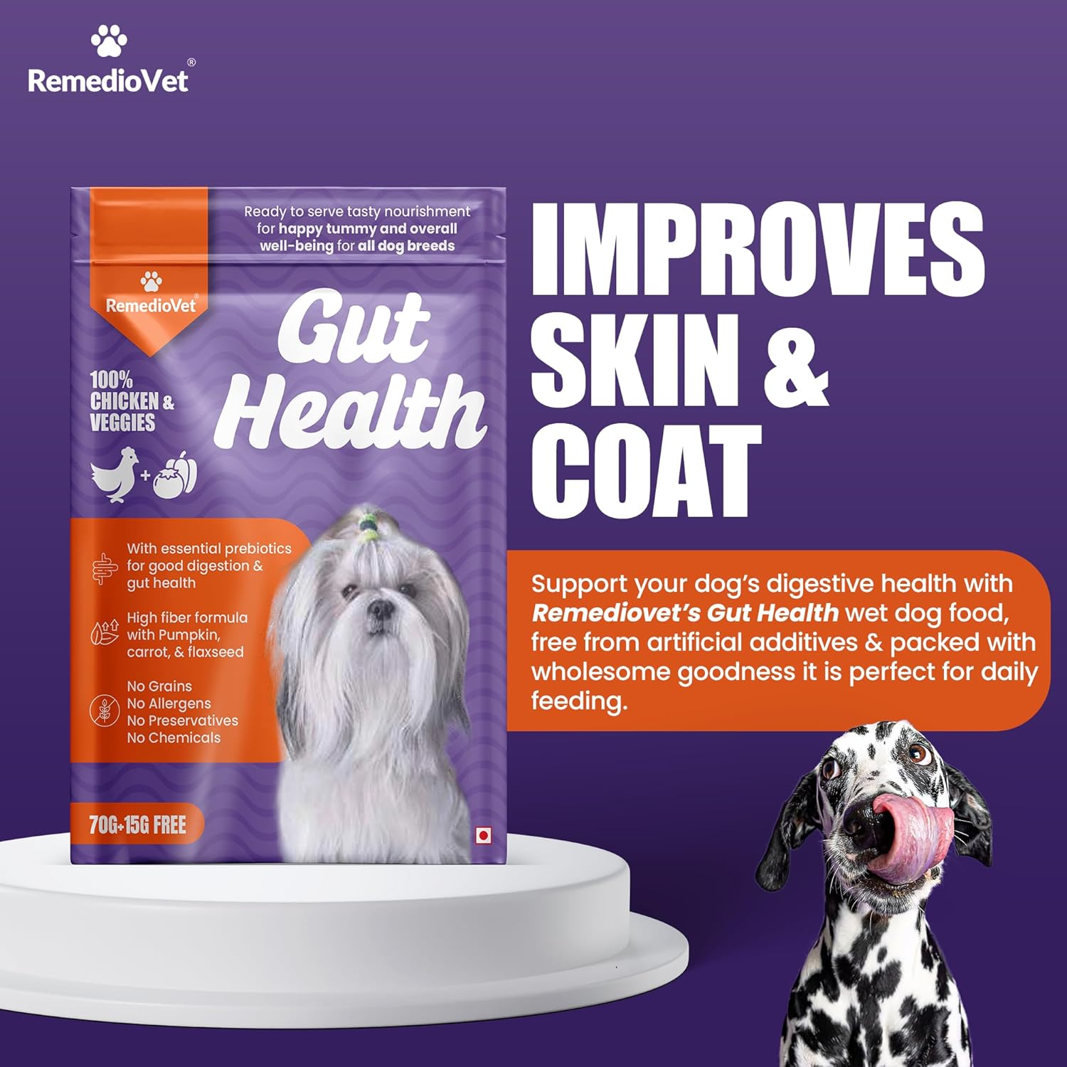 Gut Health Gravy for Dogs – 10 x 85g Pack | Wet Dog Food with Real Chicken & Fiber-Rich Veggies | Supports Digestion & Reduces Inflammation | Nourishing Wet Food Supplement
