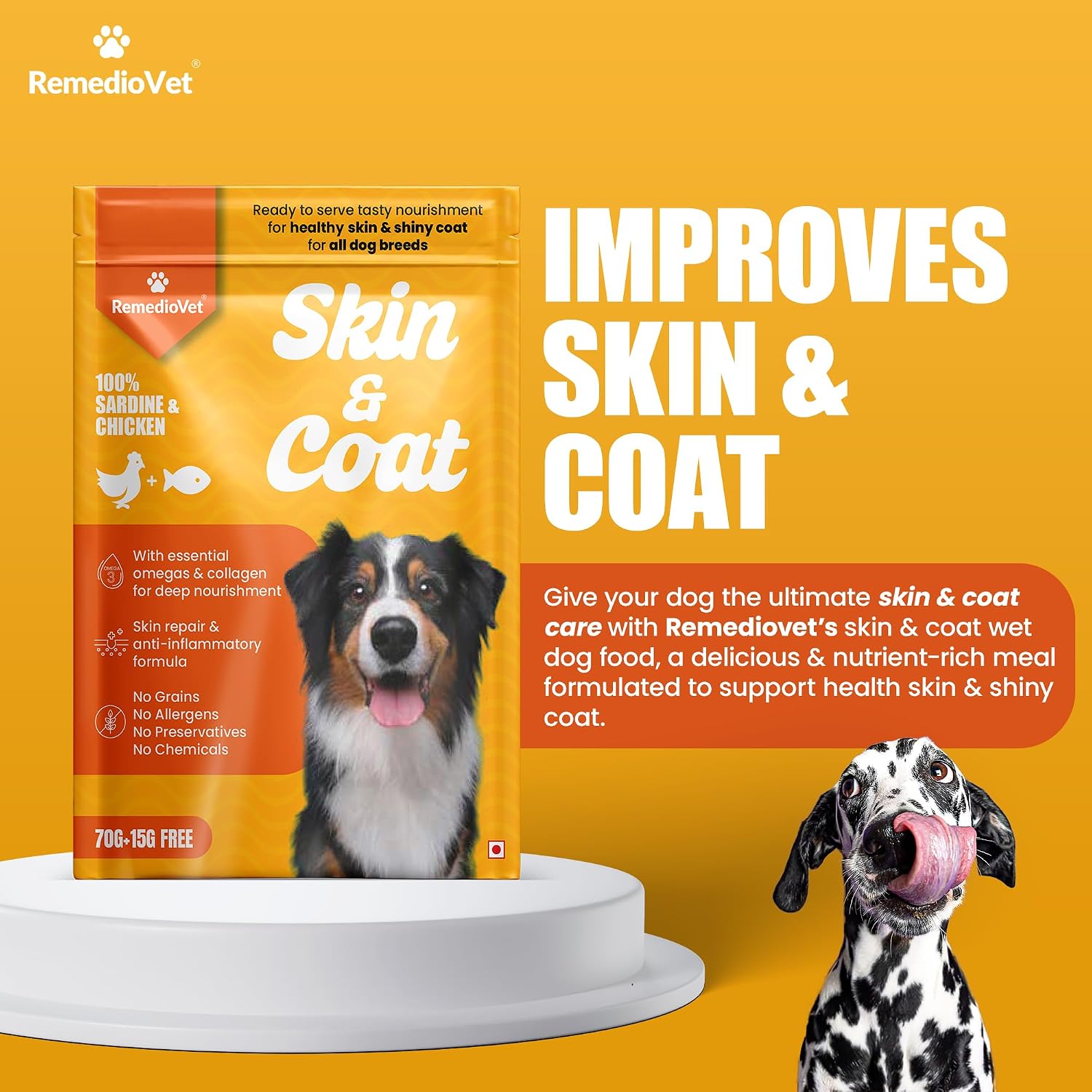 Skin & Coat Gravy for Dogs – 10 x 85g Pack | Wet Dog Food with Sardine & Chicken | Omega Fatty Acids for Healthy Skin & Shiny Coat | Delicious Wet Food Supplement