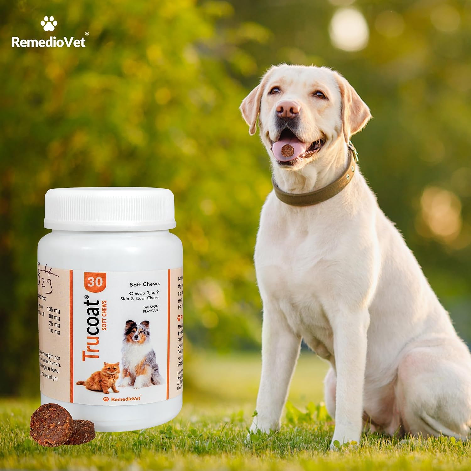 Trucoat Skin & Coat Chews for Dogs – 30 Chews | Skin & Coat Supplement with Omega 3-6-9 and Wild Alaskan Salmon Oil | Anti-Itch, Soft & Shiny Fur | Easy-to-Feed Tasty Treats