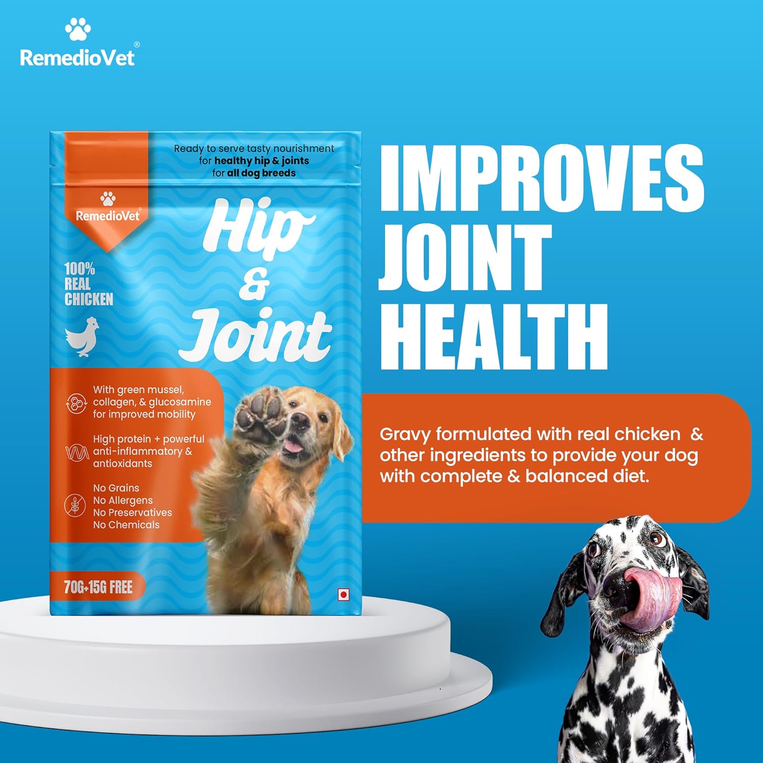 Hip & Joint Gravy for Dogs – 10 x 85g Pack | Wet Supplement with Glucosamine & Chondroitin | Supports Mobility & Flexibility in Senior & Active Dogs