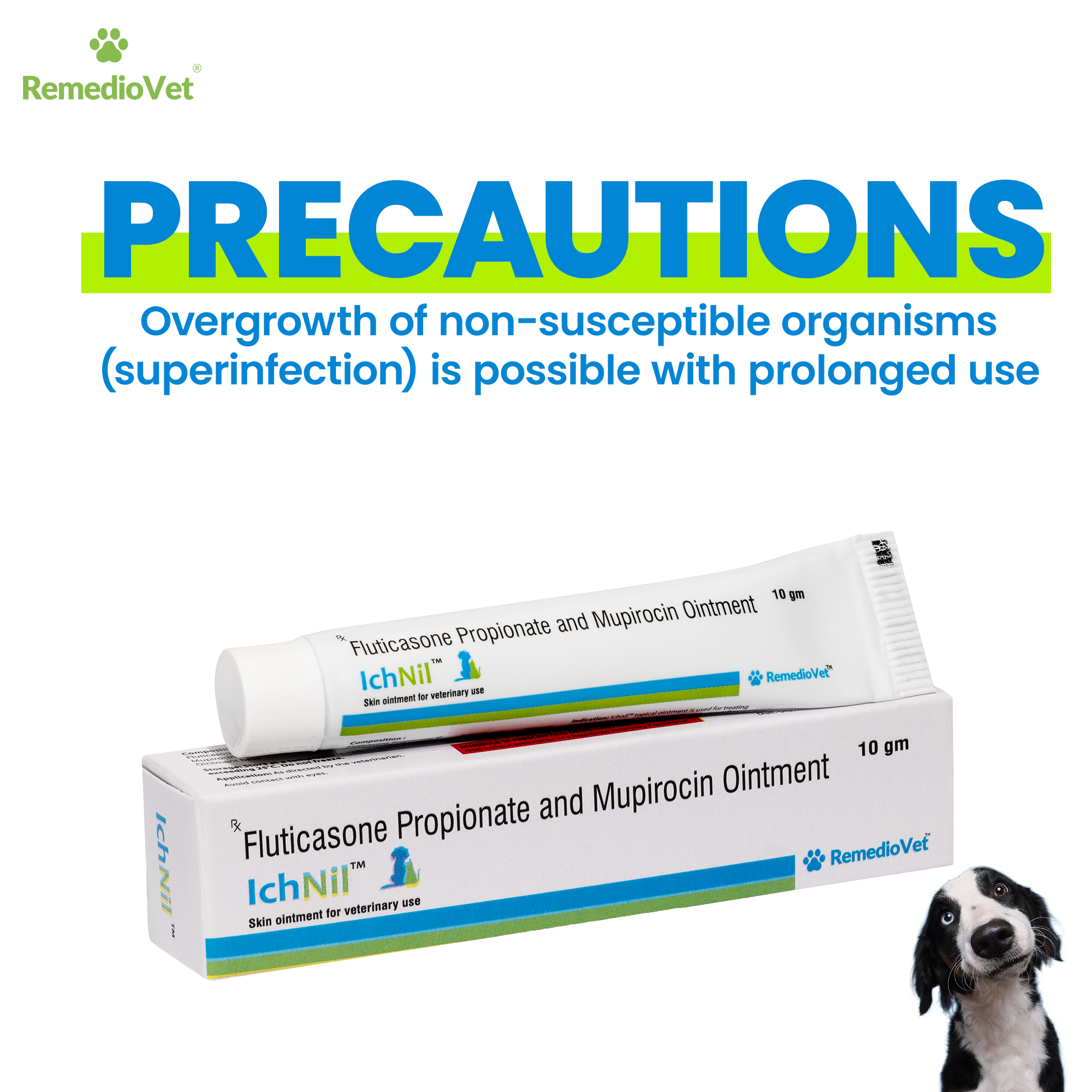 IchNil Veterinary Skin Ointment for Dogs & Cats | Fluticasone Propionate + Mupirocin | 10g