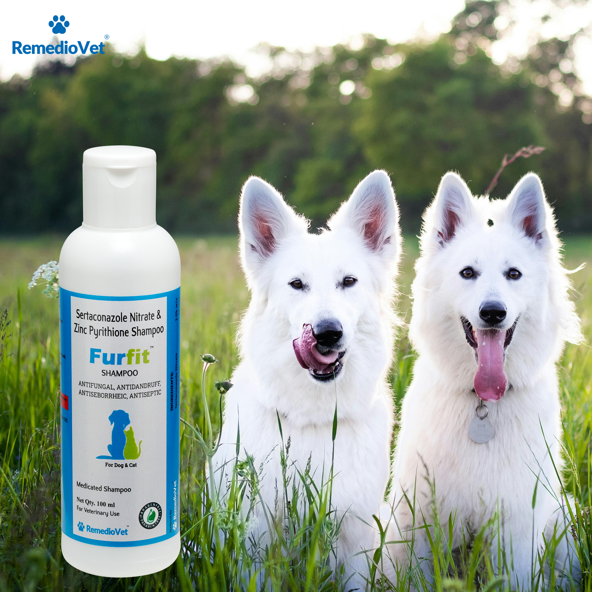 Furfit Medicated Antifungal & Anti-Dandruff Shampoo for Dogs & Cats | Sertaconazole 2% + Zinc Pyrithione 1%