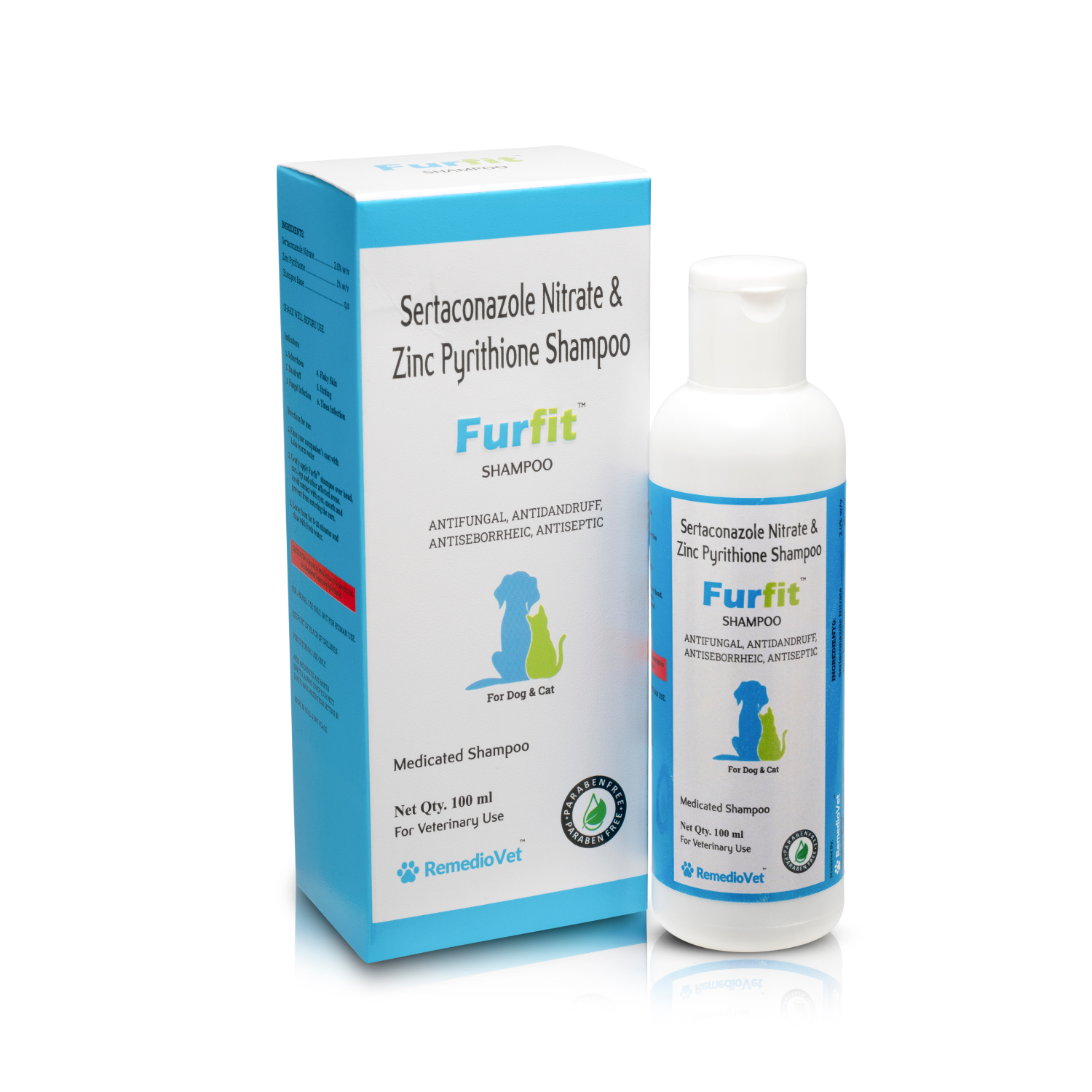 Furfit Medicated Antifungal & Anti-Dandruff Shampoo for Dogs & Cats | Sertaconazole 2% + Zinc Pyrithione 1%