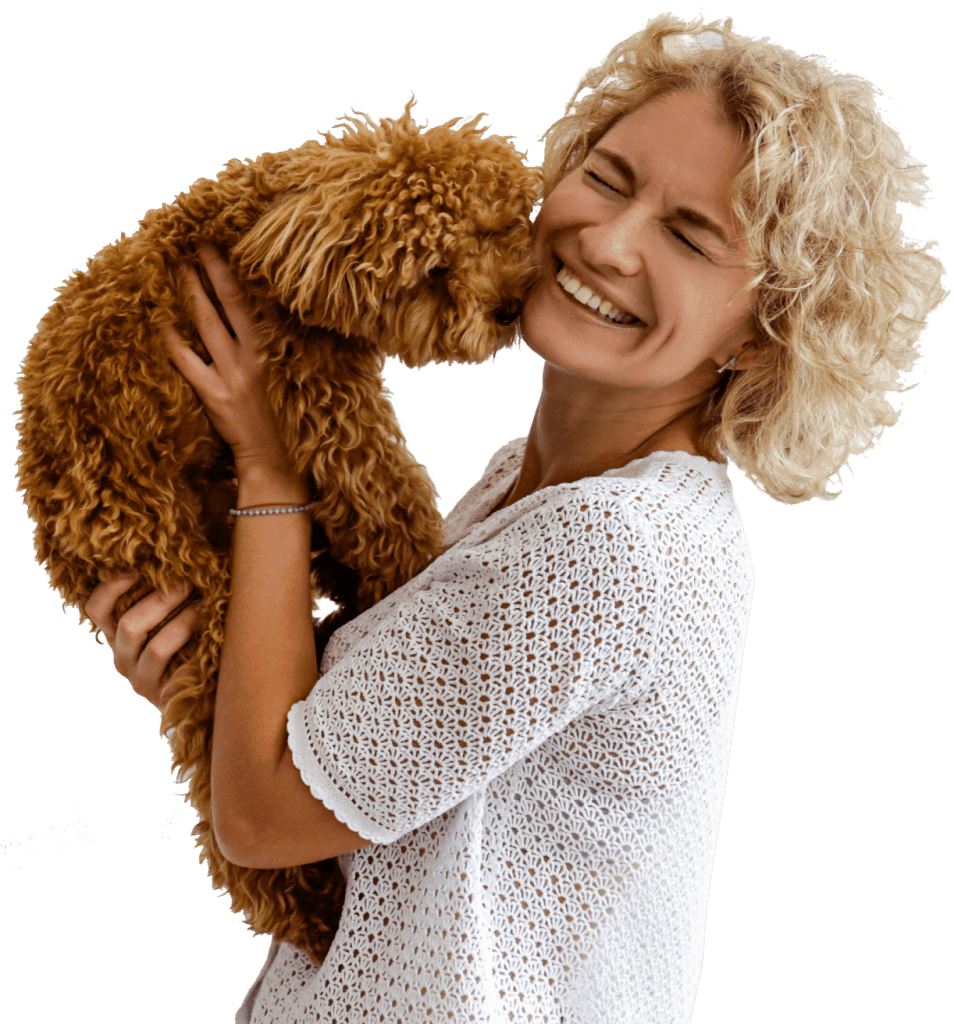 woman with furry friend